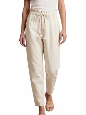 Free People Paperbag Pleated Trousers Cream/Ivory Size Small Petite